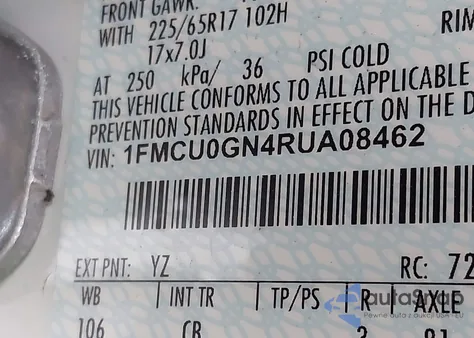 2024 Ford Escape Active from USA, damaged, VIN 1FMCU0GN4RUA08462
